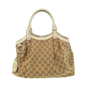 Gucci Sukey Tote Shoulder Bag GG monogram canvas leather Beige Brown